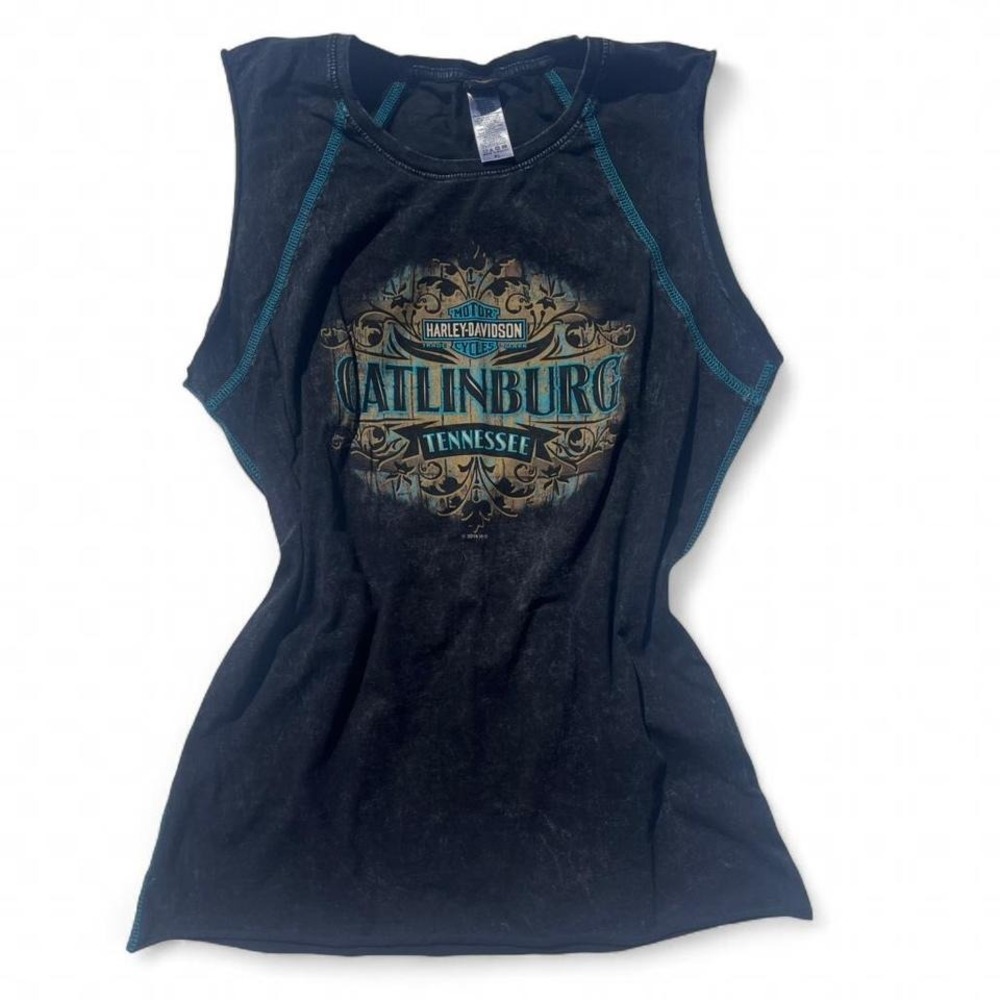 Harley Davidson Dark GrayTank Top With Blue Stitching Size‎ XL Tennessee